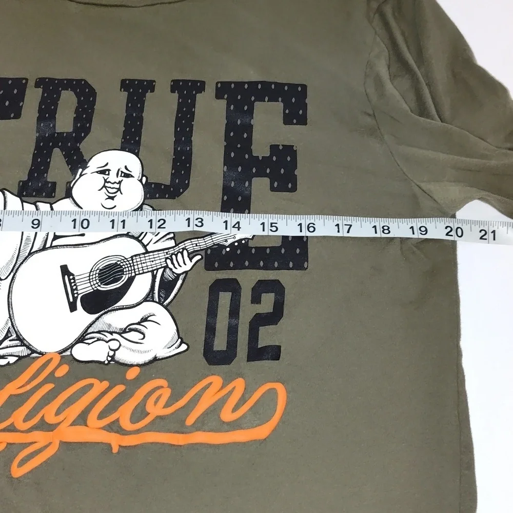 True Religion‎ Jeans Buddha Green Black Tee Shirt Size Large